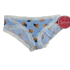 Splendies Cat-O-Lantern White Lace Trim Panty Womens Size Small